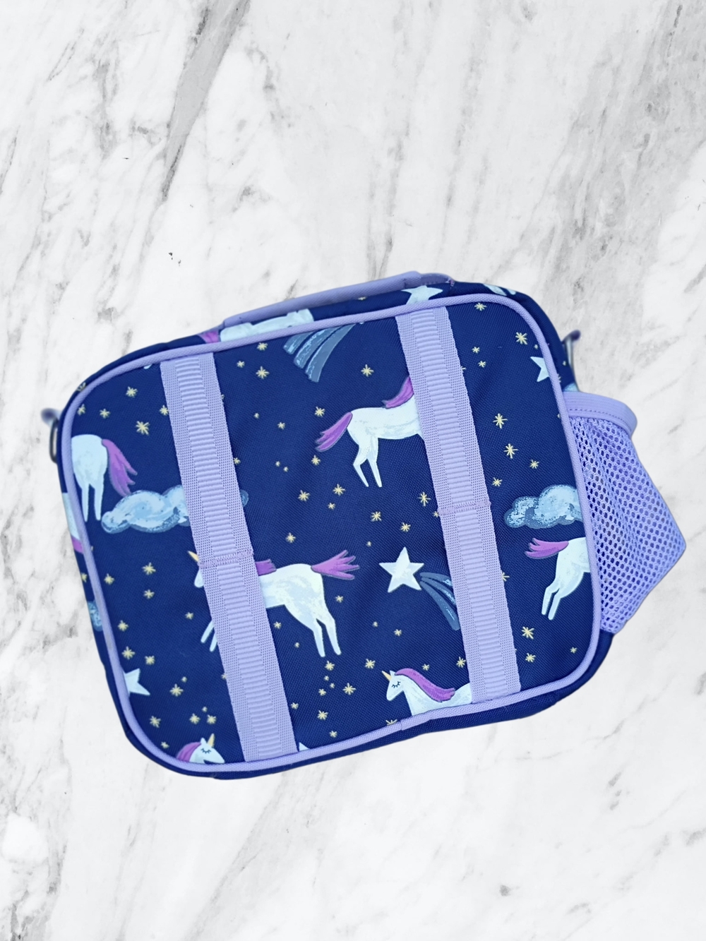 Mackenzie Navy & Lavender Unicorn Lunch Tote - Glow In Dark -Charlotte - Picture 4 of 5